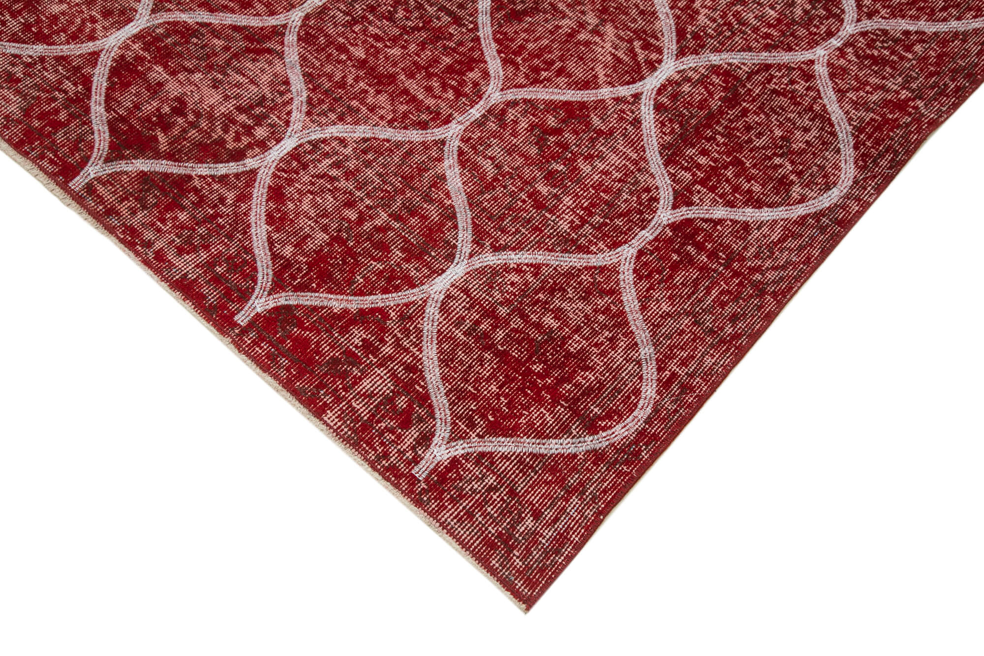 Handmade Geometric Rug - Red Area Rug | Cotton Wool Carpet, Turkish Vintage Style