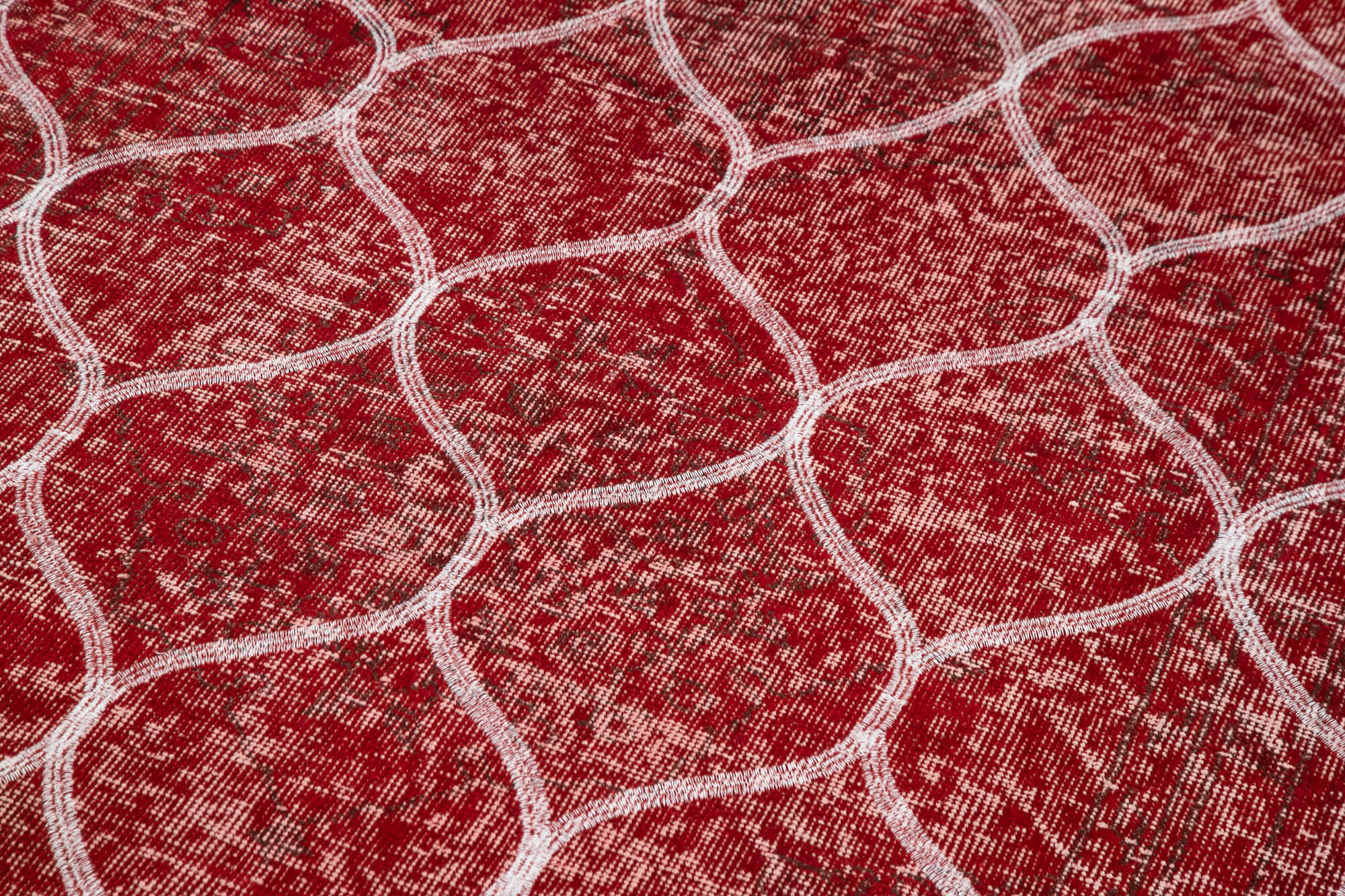 Handmade Geometric Rug - Red Area Rug | Cotton Wool Carpet, Turkish Vintage Style