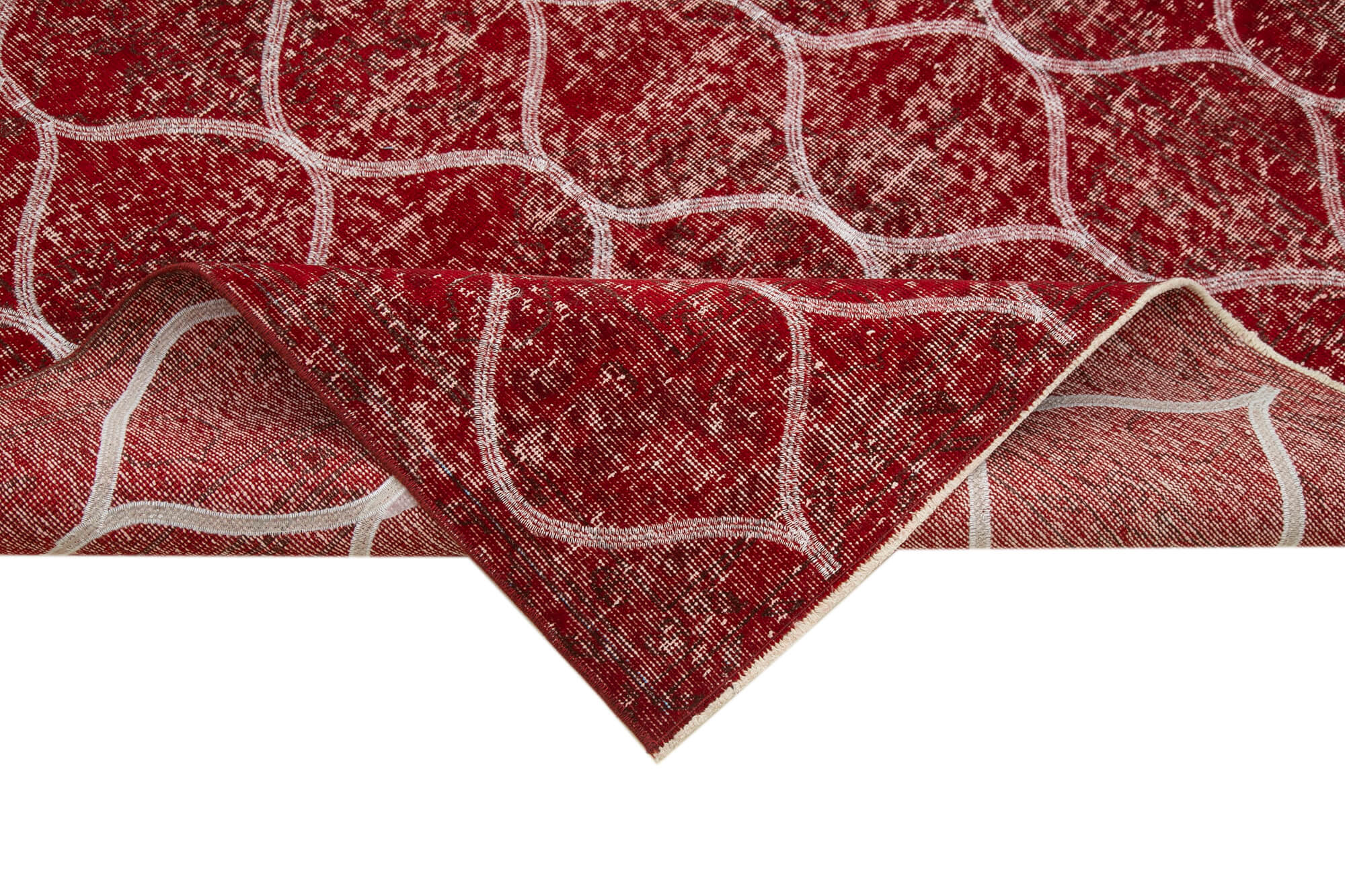Handmade Geometric Rug - Red Area Rug | Cotton Wool Carpet, Turkish Vintage Style