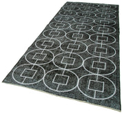 Handmade Geometric Rug | Durable Floor Covering Black Cotton Wool Area Rug 4'9''x12'1''