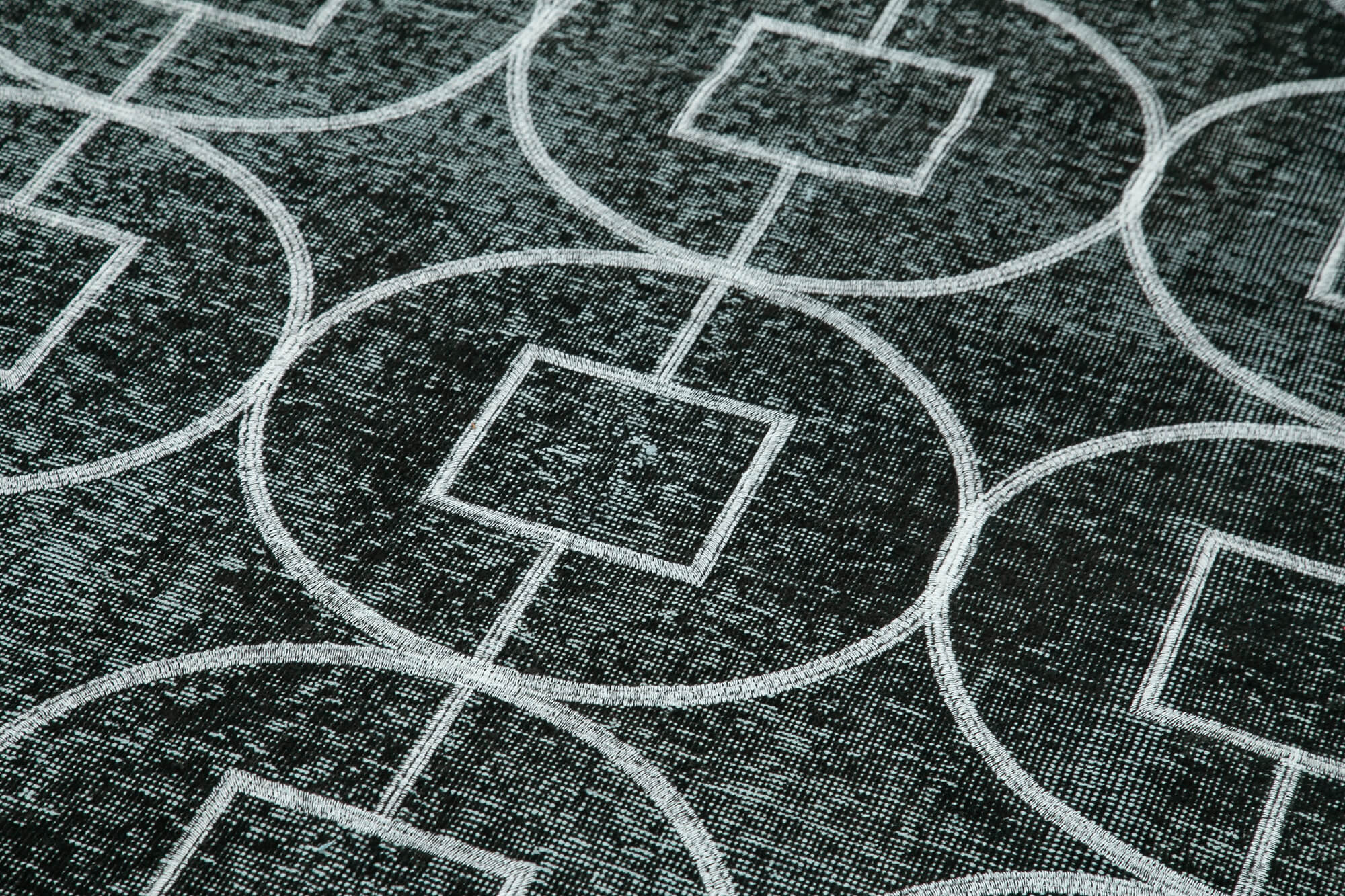 Handmade Geometric Rug | Durable Floor Covering Black Cotton Wool Area Rug 4'9''x12'1''