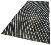Handmade Wool Area Rug – Black Geometric Cotton Wool Carpet, 4'8''x12'2''