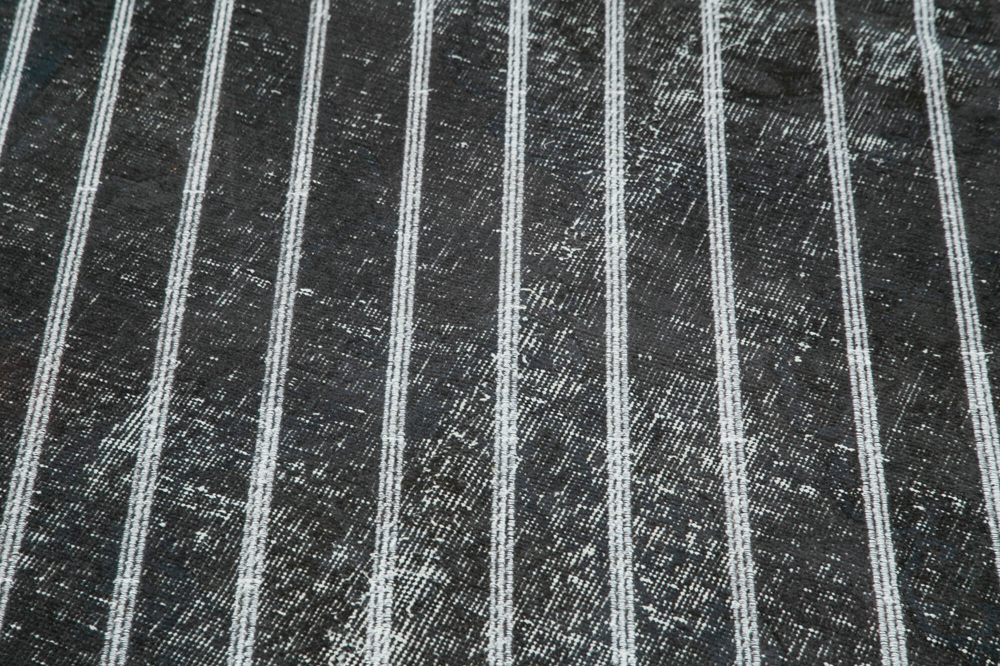 Handmade Wool Area Rug – Black Geometric Cotton Wool Carpet, 4'8''x12'2''
