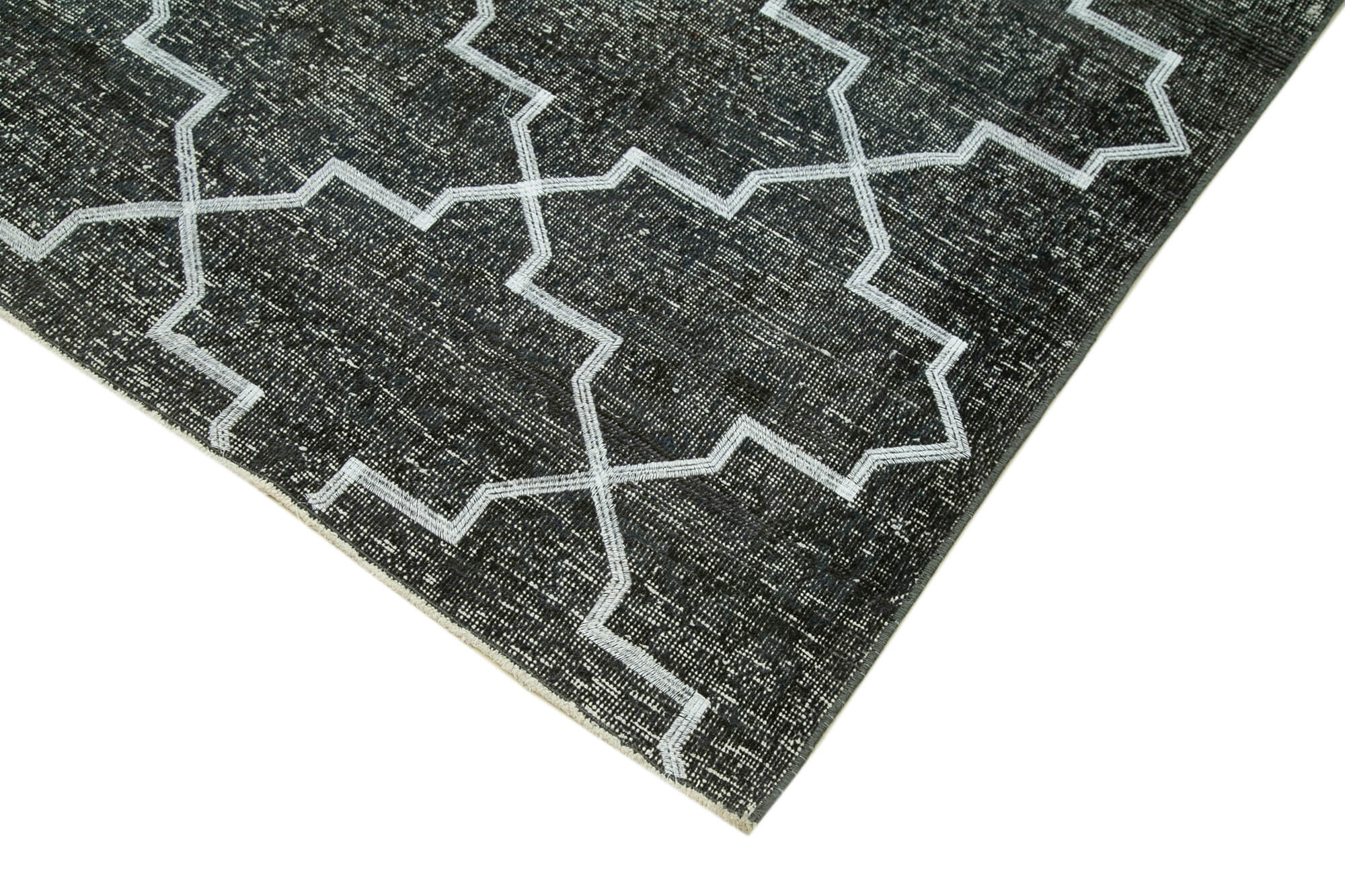Handmade Geometric Rug – Grey Area Rug Cotton Wool Carpet 4'9" x 13'8"