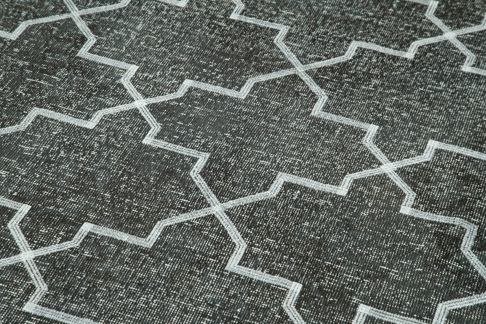 Handmade Geometric Rug – Grey Area Rug Cotton Wool Carpet 4'9" x 13'8"