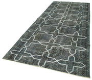 Handmade Geometric Rug - Grey Area Rug with Cotton Wool Carpet Blend 4'9''x11'10''