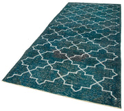 Handmade Geometric Rug – Turquoise Area Rug Cotton Wool Carpet 4x12 Feet Flat Weave