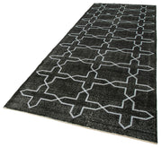 Handmade Geometric Rug – Black Area Rug Cotton Wool Durable Flat Weave 4'8''x12'11''