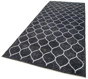 Handmade Geometric Rug – Black Area Rug with Cotton Wool Carpet Blend 4'10''x12'2''