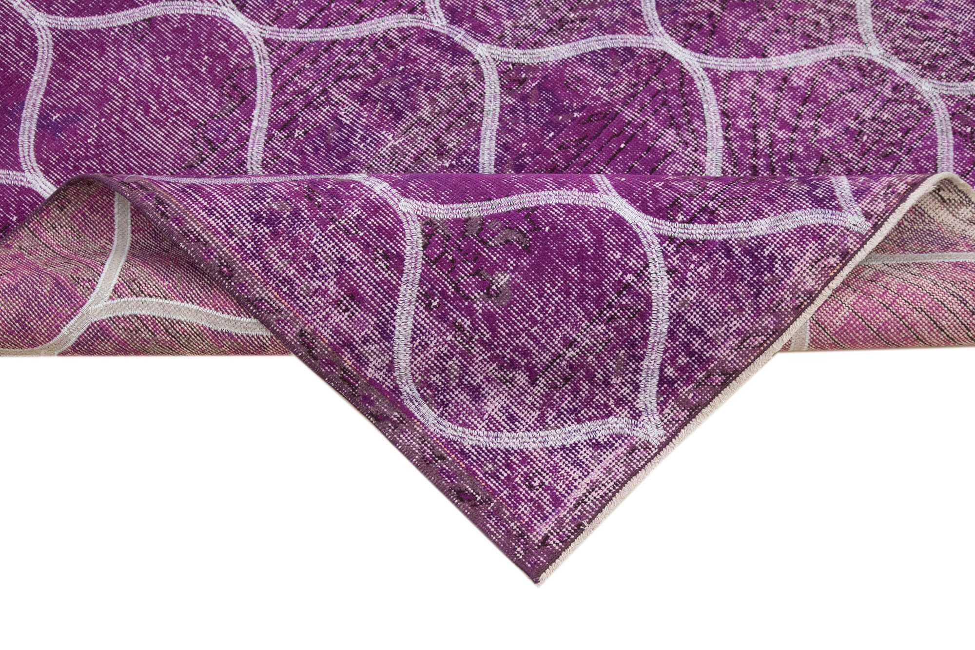 Handmade Geometric Rug – Pink Area Rug Cotton Wool Durable Carpet 4'x11'10''