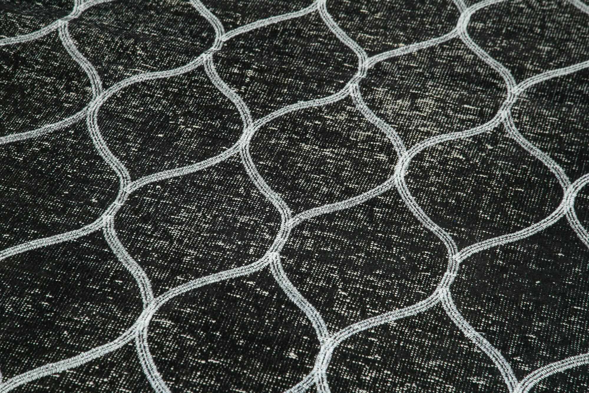 Handmade Geometric Rug – Black Area Rug 4'10''x13'3'' | Cotton Wool Durable Carpet