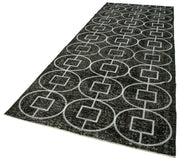 Handmade Geometric Rug – Black Area Rug With Natural Wool Carpet, 4'8''x12'9''
