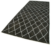 Handmade Geometric Rug - Black Geometric Carpet | Cotton Wool Carpet Blend 4'9''x12'8''