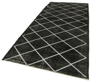 Handmade Geometric Rug - Black Cotton Wool Carpet, Durable Wool Rug 4'8''x11'3''