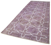 Handmade Geometric Rug - Purple Area Rug Cotton Wool Vintage Turkish Carpet 4'6"x12'6"
