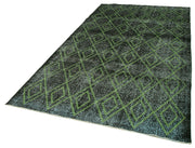 Handmade Geometric Rug – Black Cotton Wool Vintage Area Carpet 5'3''x9'5''