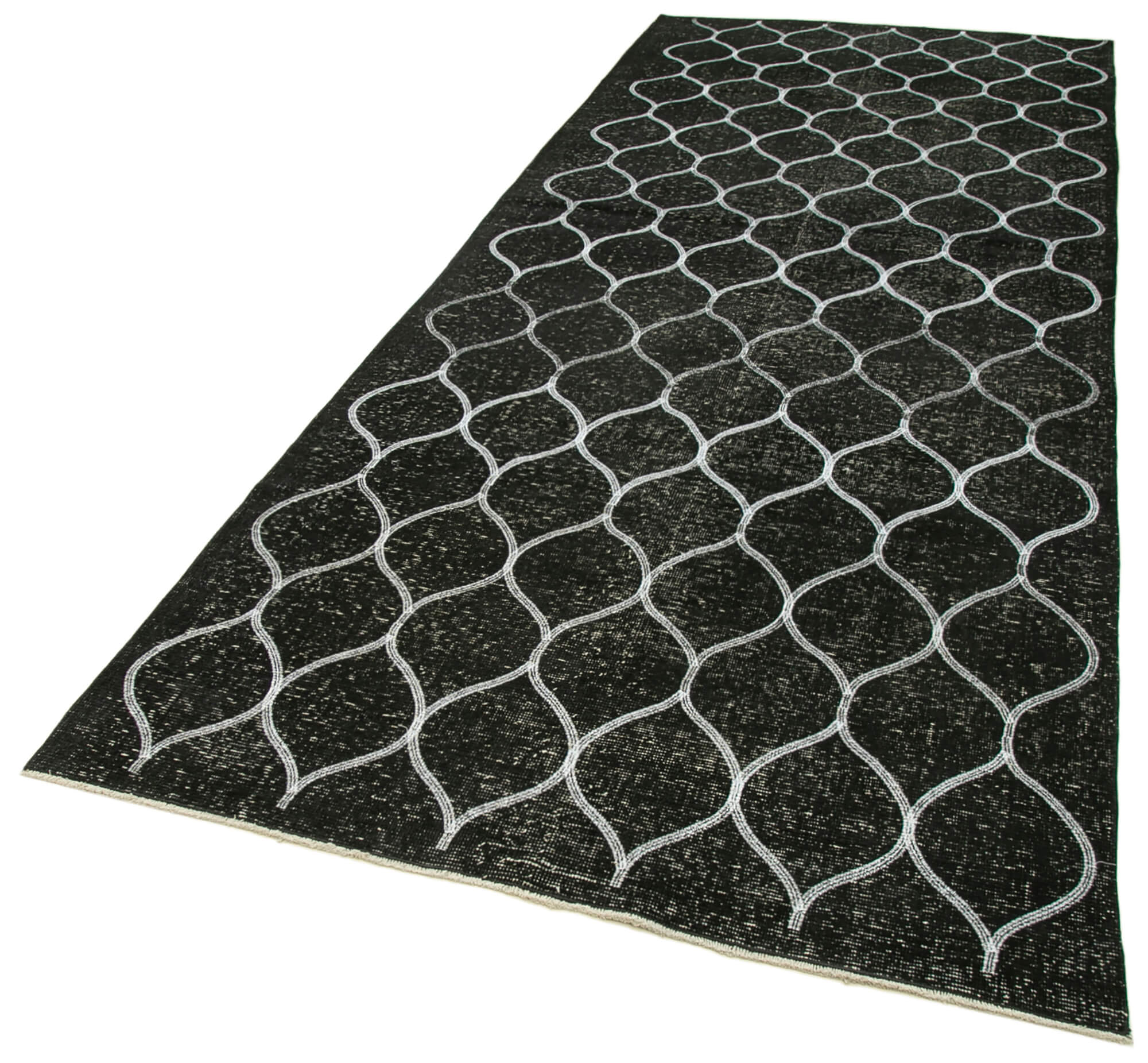 Handmade Geometric Rug – Black Area Rug 4x12 Feet Cotton Wool Carpet