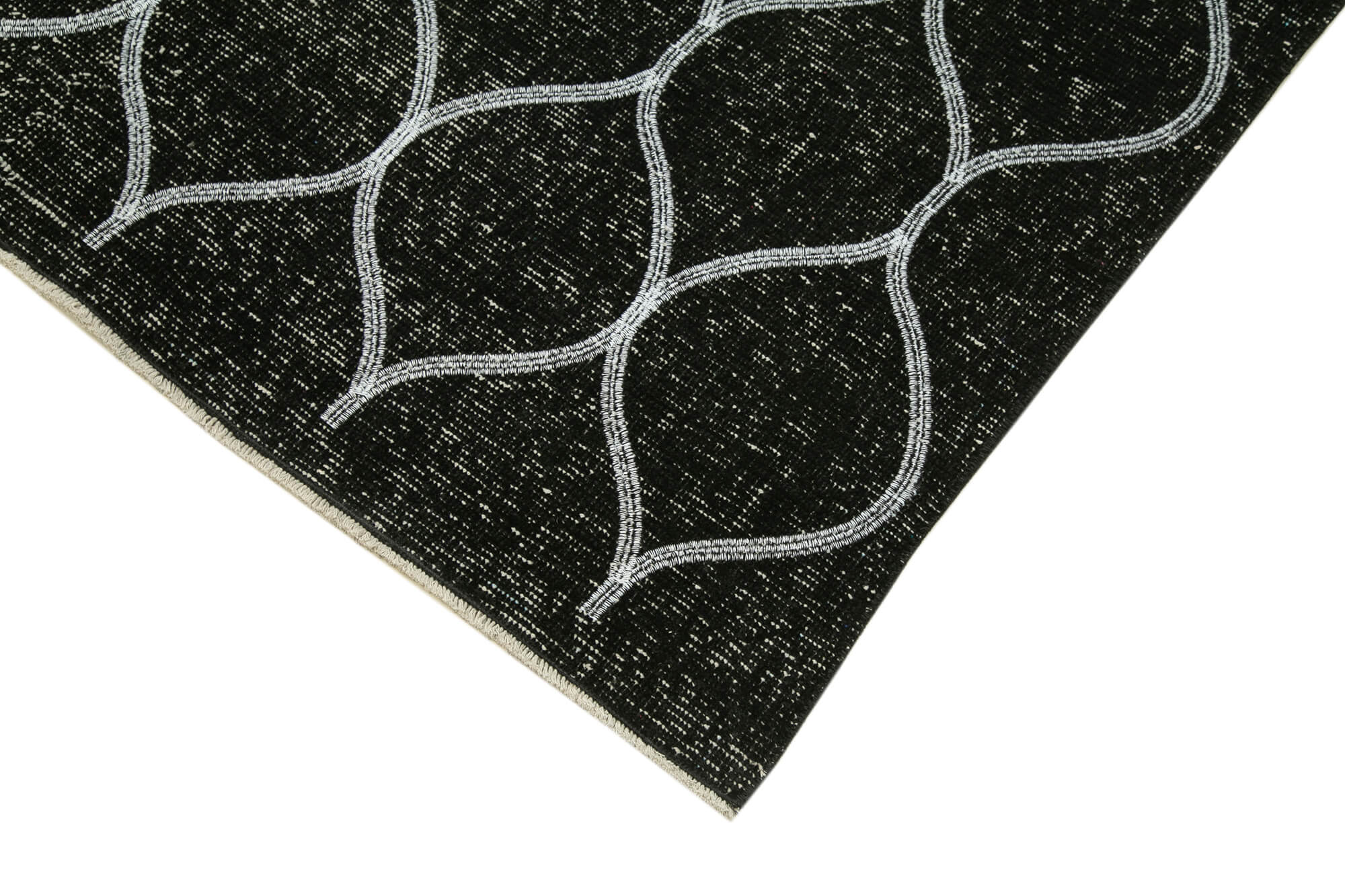 Handmade Geometric Rug – Black Area Rug 4x12 Feet Cotton Wool Carpet