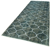 Handmade Geometric Rug – Blue Area Rug Cotton Wool Carpet, 4x13 Feet Durable Wool