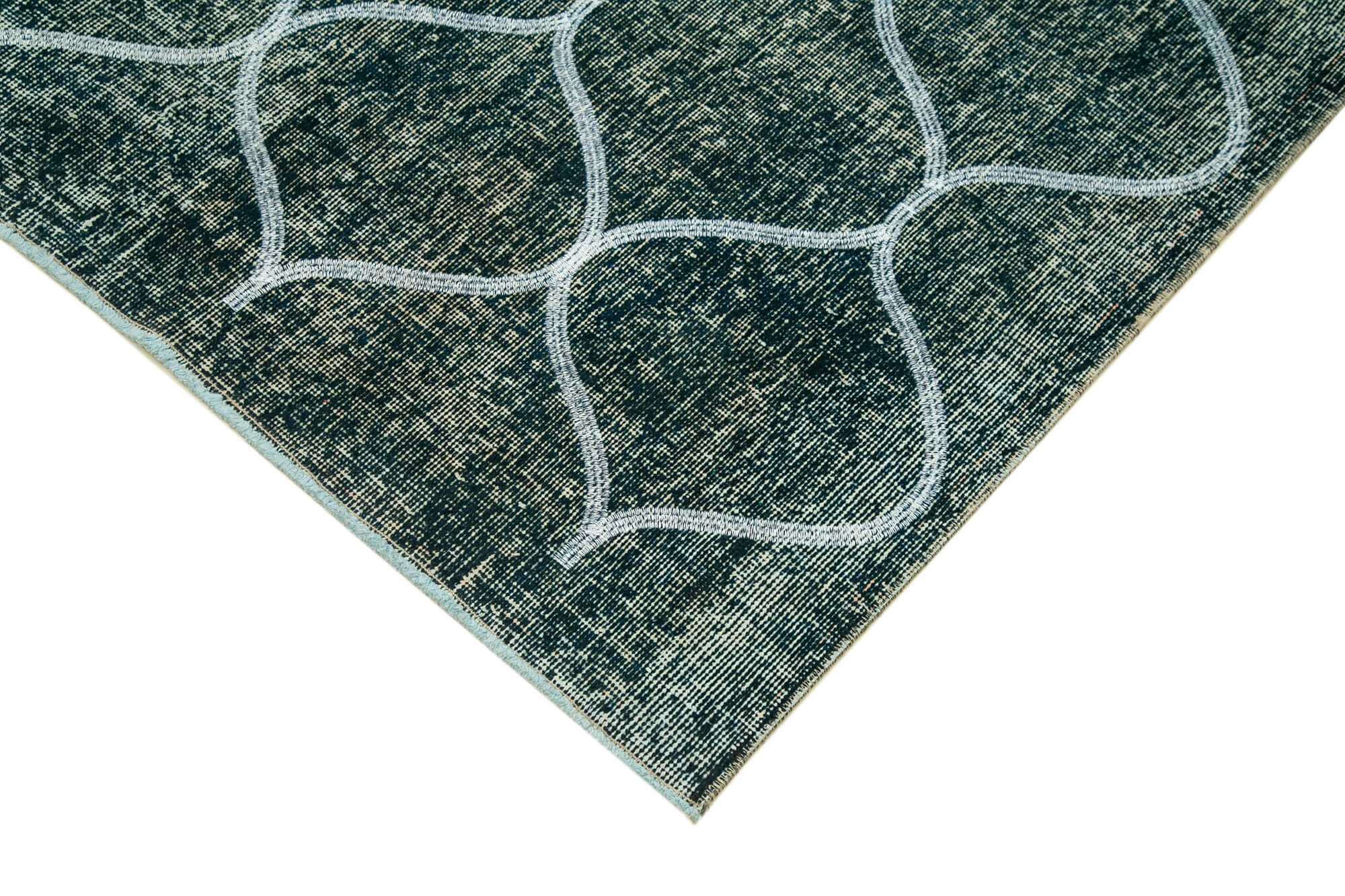Handmade Geometric Rug – Blue Area Rug Cotton Wool Carpet, 4x13 Feet Durable Wool