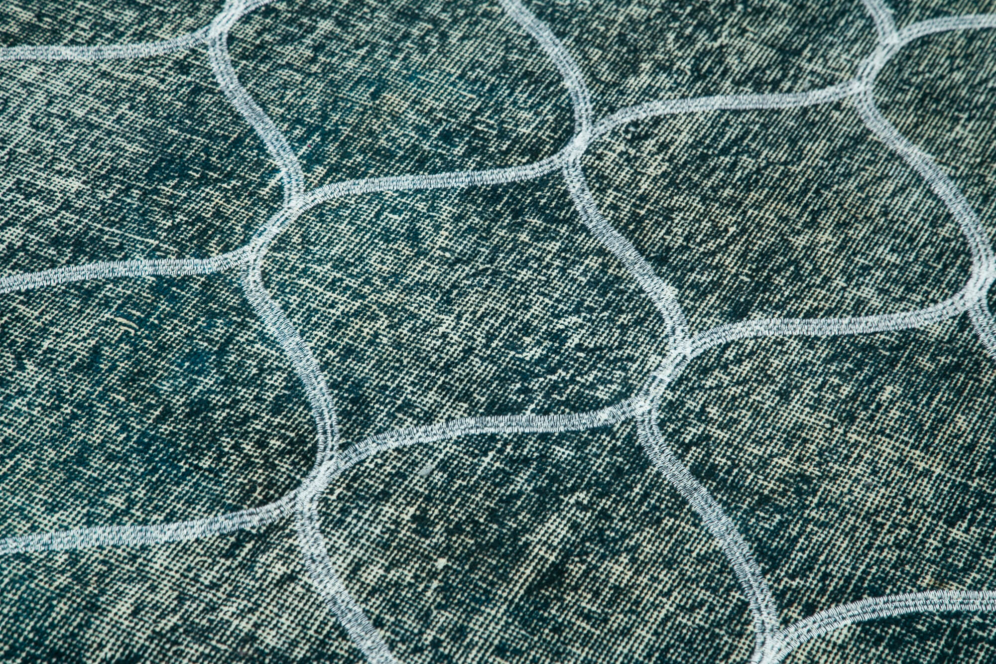 Handmade Geometric Rug – Blue Area Rug Cotton Wool Carpet, 4x13 Feet Durable Wool