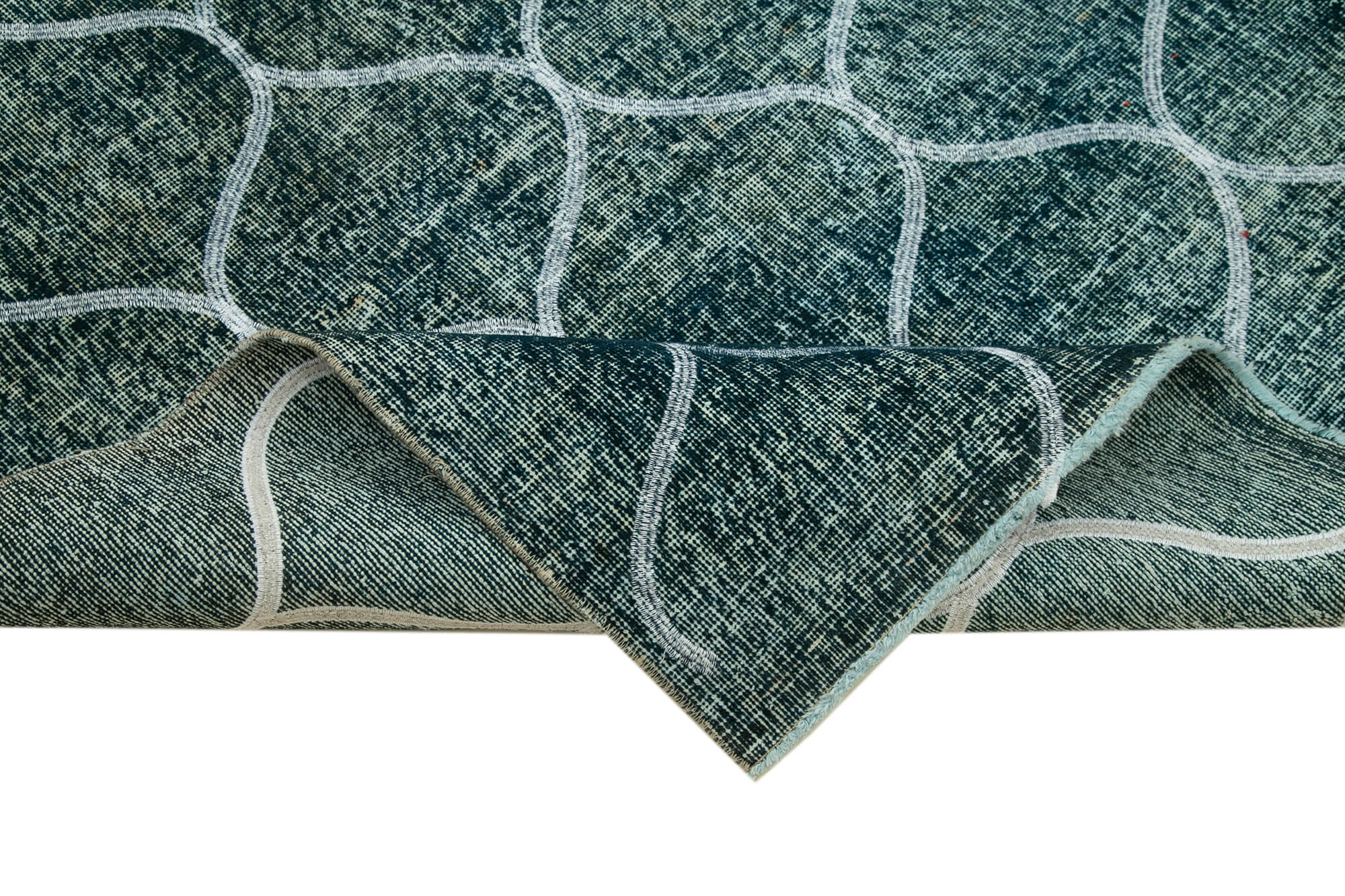 Handmade Geometric Rug – Blue Area Rug Cotton Wool Carpet, 4x13 Feet Durable Wool