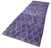 Handmade Geometric Rug – Purple Area Rug | Cotton Wool Carpet 4'4''x12'6''