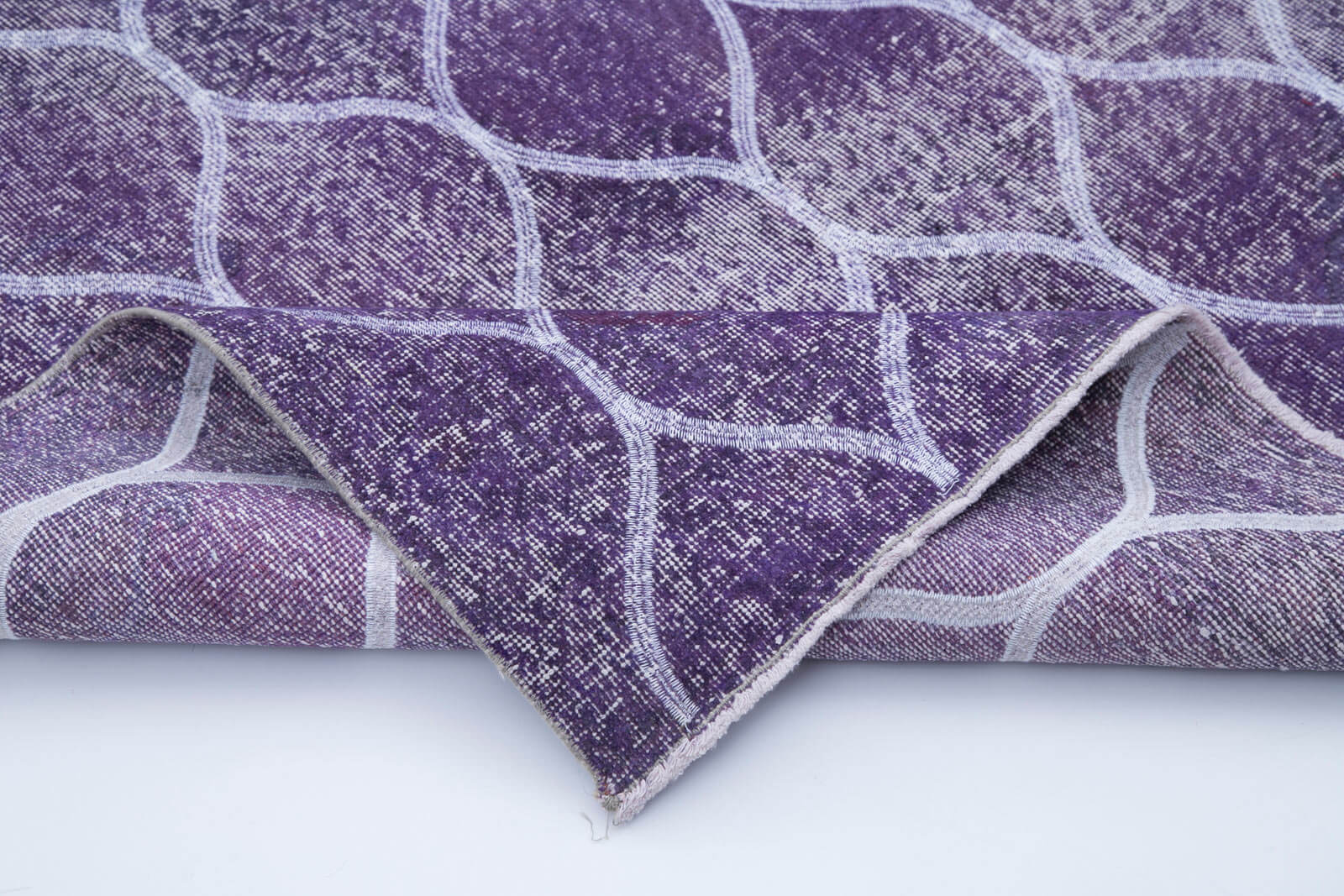 Handmade Geometric Rug – Purple Area Rug | Cotton Wool Carpet 4'4''x12'6''