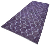 Handmade Geometric Rug – Purple Area Rug Cotton Wool Carpet 4'9''x12'3''
