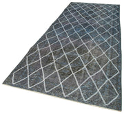 Handmade Geometric Rug – Blue Area Rug With Cotton Wool Carpet 4'8''x12'0''
