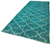 Handmade Geometric Rug - Turquoise Area Rug 5x12, Cotton Wool Durable Carpet