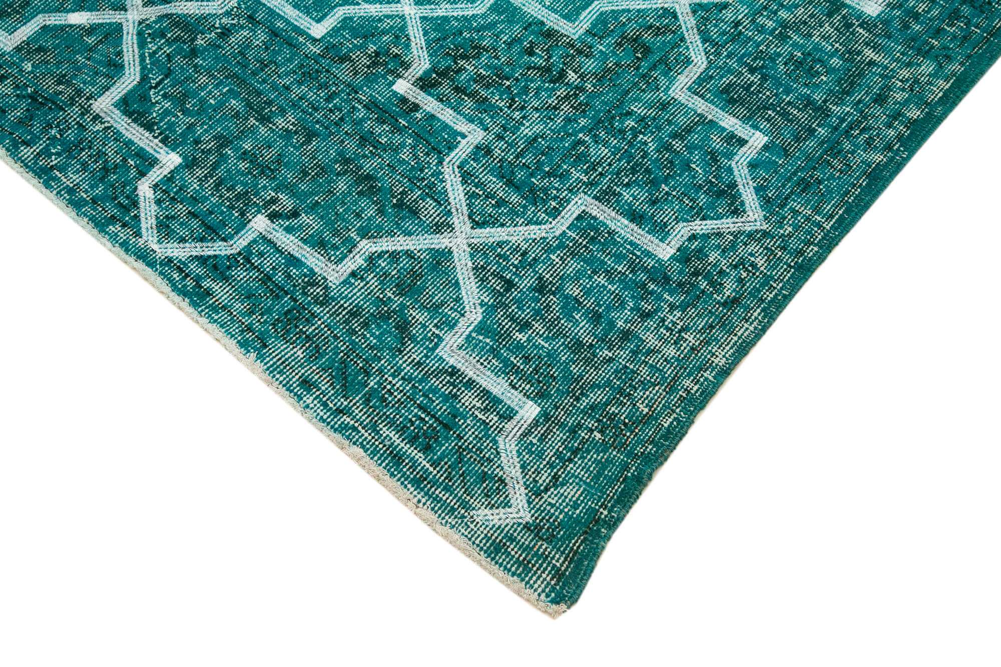 Handmade Geometric Rug - Turquoise Area Rug 5x12, Cotton Wool Durable Carpet