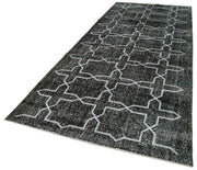 Handmade Geometric Rug - Black Geometric Area Rug Cotton Wool Carpet 4'11'' x 12'10''