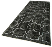 Handmade Wool Area Rug – Black Geometric Cotton Wool Carpet 4'8''x12'10''