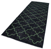 Handmade Geometric Rug - Black Area Rug 4'8''x12'9'' Cotton Wool Carpet