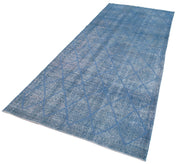 Handmade Geometric Rug – Blue Area Rug Cotton Wool Carpet 4'8''x11'1''
