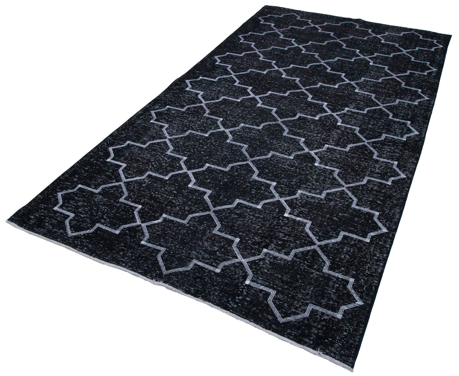 Handmade Geometric Rug – Black Area Rug With Cotton Wool Carpet 5'3''x9'8''