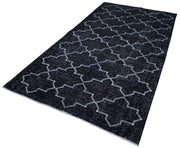 Handmade Geometric Rug – Black Area Rug With Cotton Wool Carpet 5'3''x9'8''