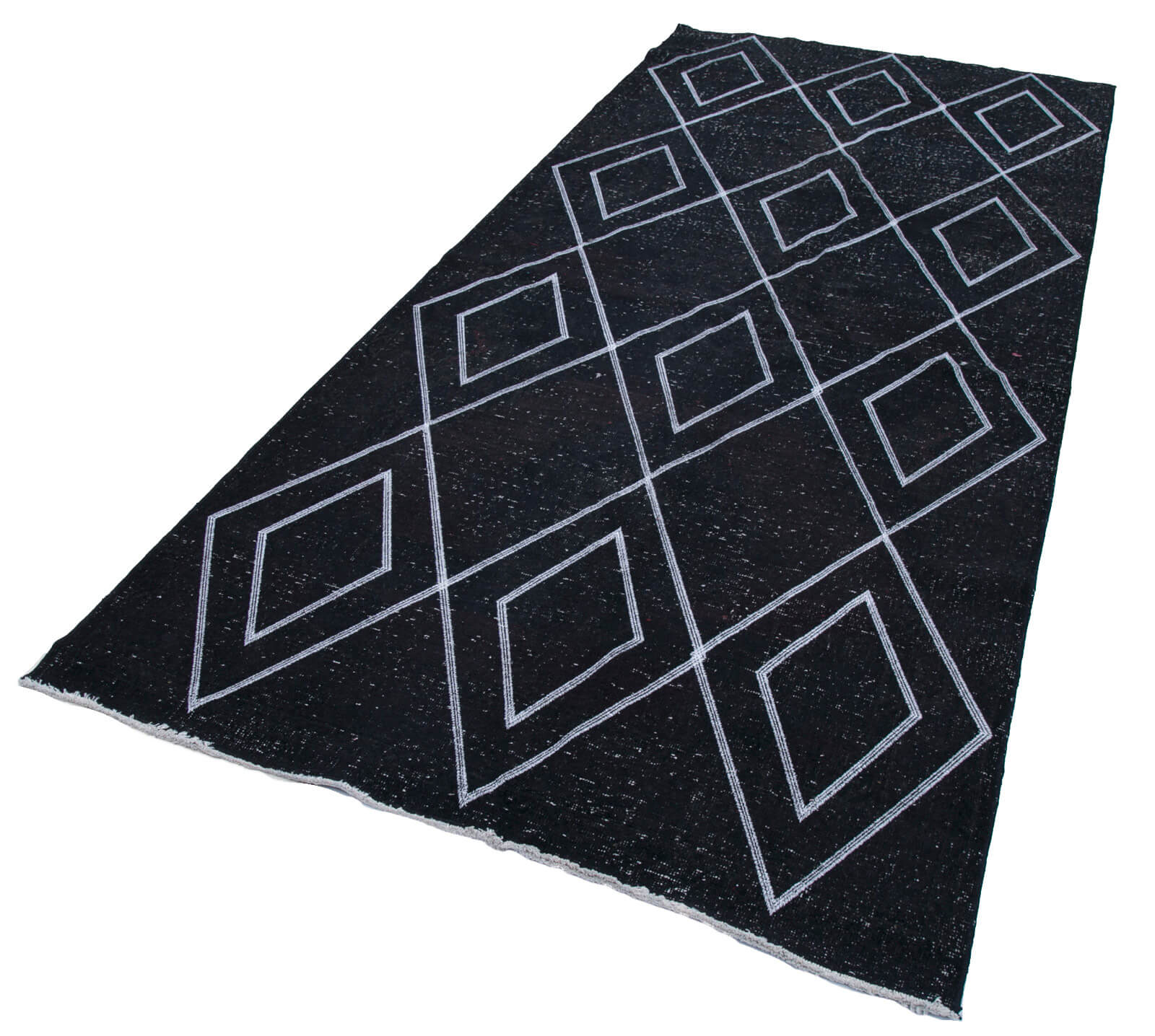Handmade Geometric Rug – Black Area Rug 5'0'' x 10'10'' Cotton Wool, Durable & Soft
