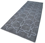 Handmade Geometric Rug - Grey Area Rug Cotton Wool Carpet 4'8'' x 13'0''