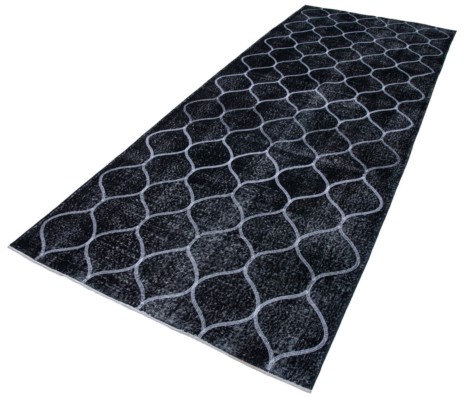 Handmade Area Rug | Black Geometric Carpet - Durable Cotton Wool Rug 4'8" x 11'10"