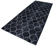 Handmade Area Rug | Black Geometric Carpet - Durable Cotton Wool Rug 4'8" x 11'10"