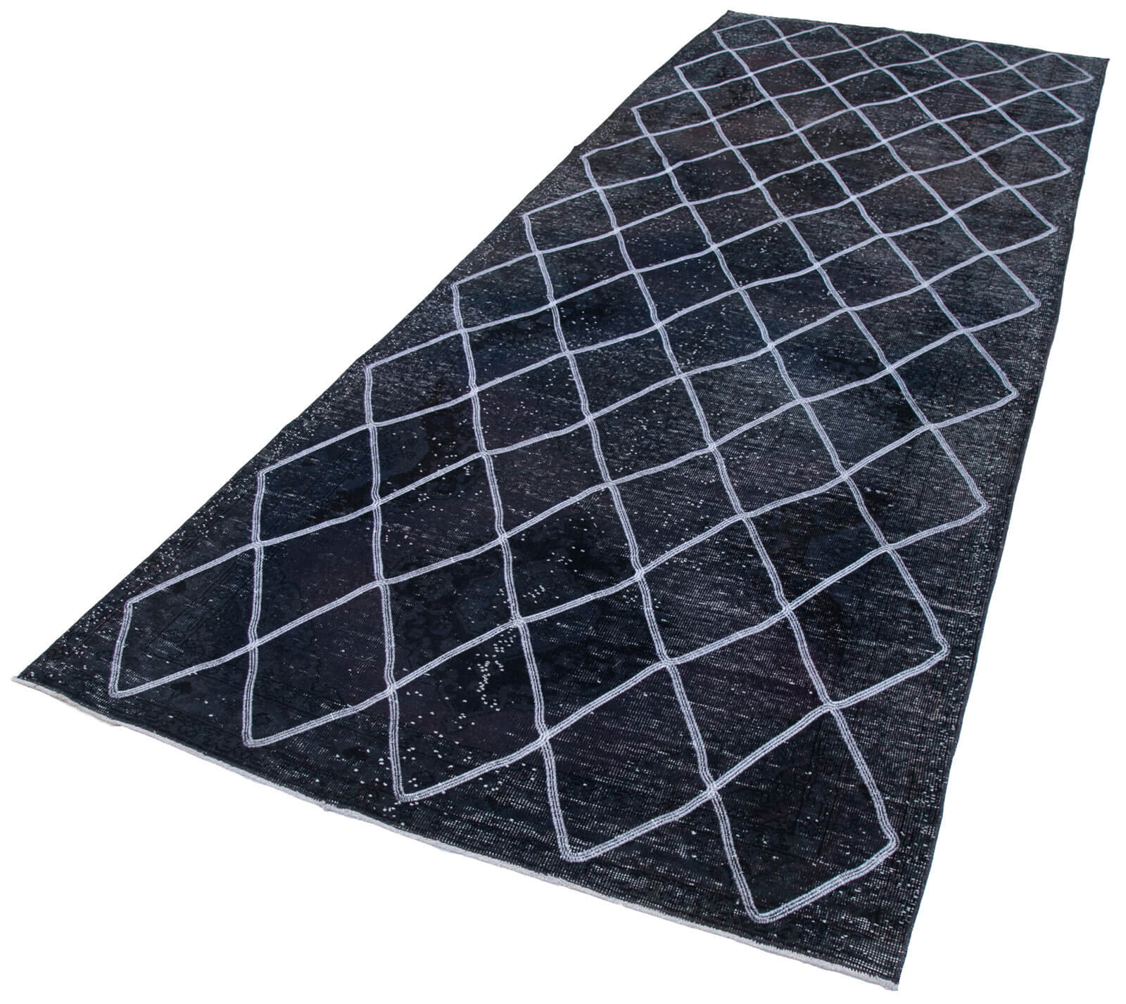 Handmade Geometric Rug | Vintage Handwoven Carpet - Durable Cotton Carpet 4'8''x12'1''