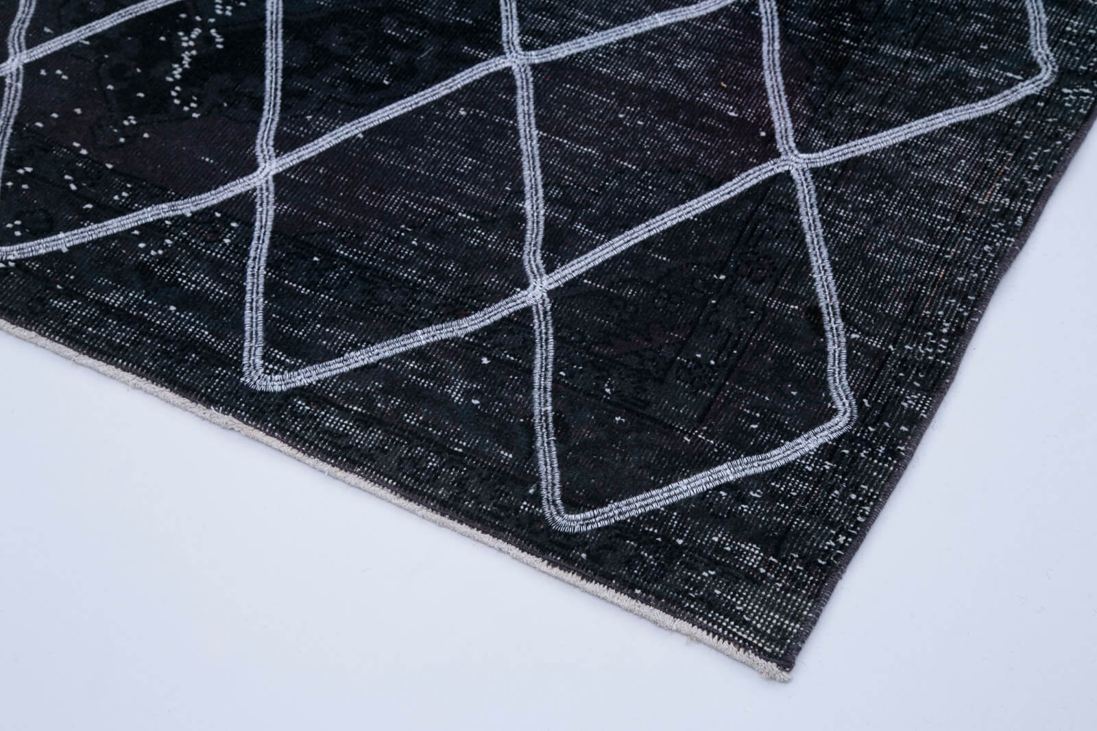 Handmade Geometric Rug | Vintage Handwoven Carpet - Durable Cotton Carpet 4'8''x12'1''