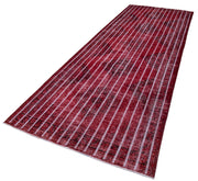 Handmade Geometric Rug - Red Wool Cotton Blend Area Rug 4'7" x 13'0" Durable