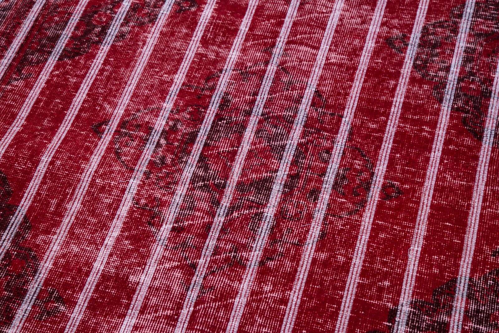 Handmade Geometric Rug - Red Wool Cotton Blend Area Rug 4'7" x 13'0" Durable
