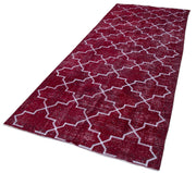 Handmade Geometric Rug – Red Area Rug Cotton Wool Carpet 4'7''x11'3'' Durable Turkish Wool