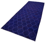 Handmade Geometric Rug - Purple Cotton Wool Area Rug | Vintage Turkish Carpet 4'9''x12'6''