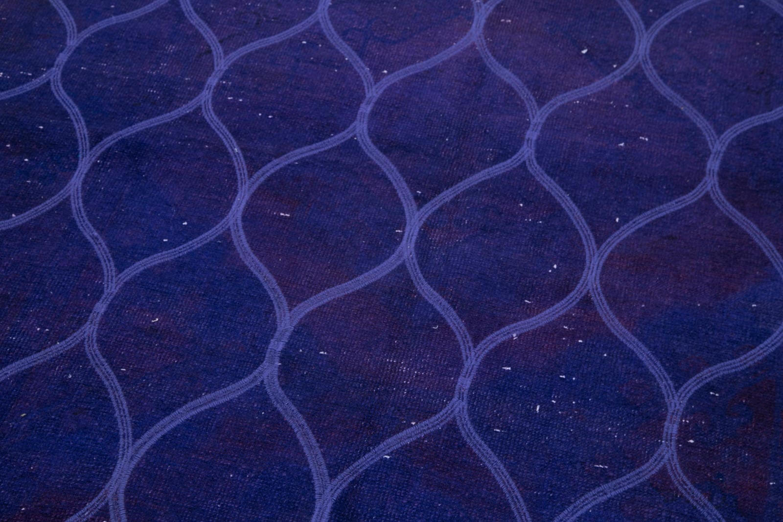 Handmade Geometric Rug - Purple Cotton Wool Area Rug | Vintage Turkish Carpet 4'9''x12'6''