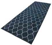 Handmade Geometric Rug – Grey Geometric Carpet | Wool Cotton Blend Area Rug 4'6''x9'5''